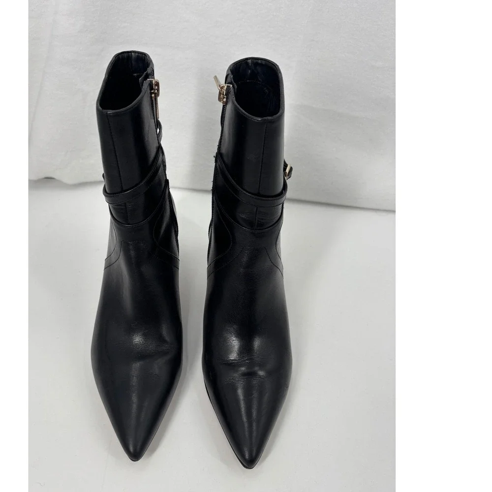 27 Edit Naturalizer Florette Booties Womens 8M Black Leather Kitten Heel Pointed